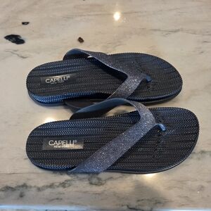 Capelli of New York Blue Sandals with Textured Straps